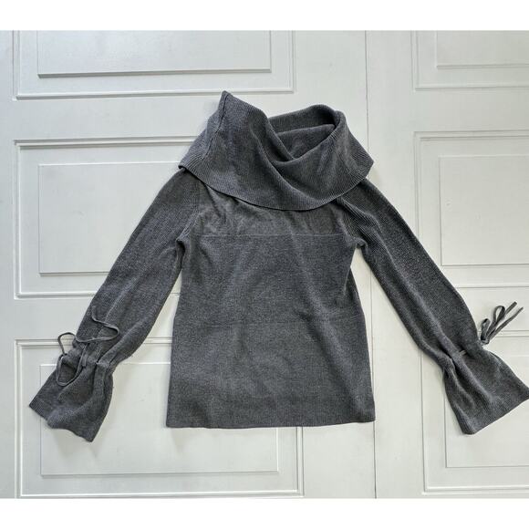 Moth By Anthropologie Turtle Neck Pullover Sweater Womens XS Gray Rib Knit - Picture 5 of 8